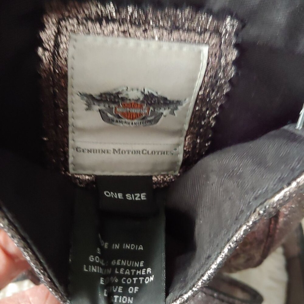 Harley Davidson Silver Leather Metallic Crossbody Bag Biker Rocker Loop Vixen - Picture 6 of 8